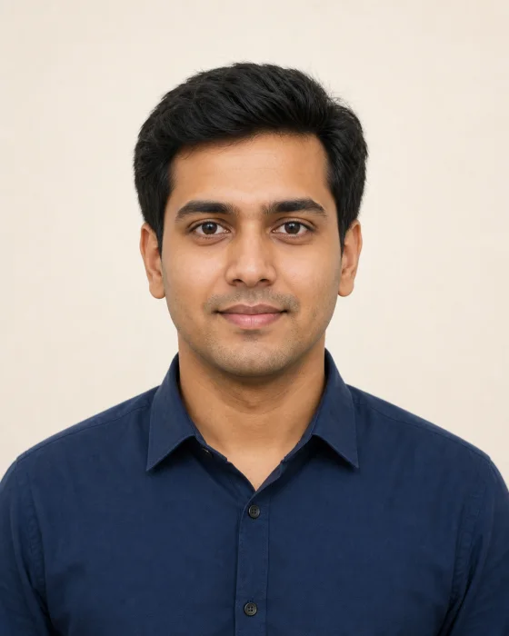 Fictional front-facing application photo with a plain light background