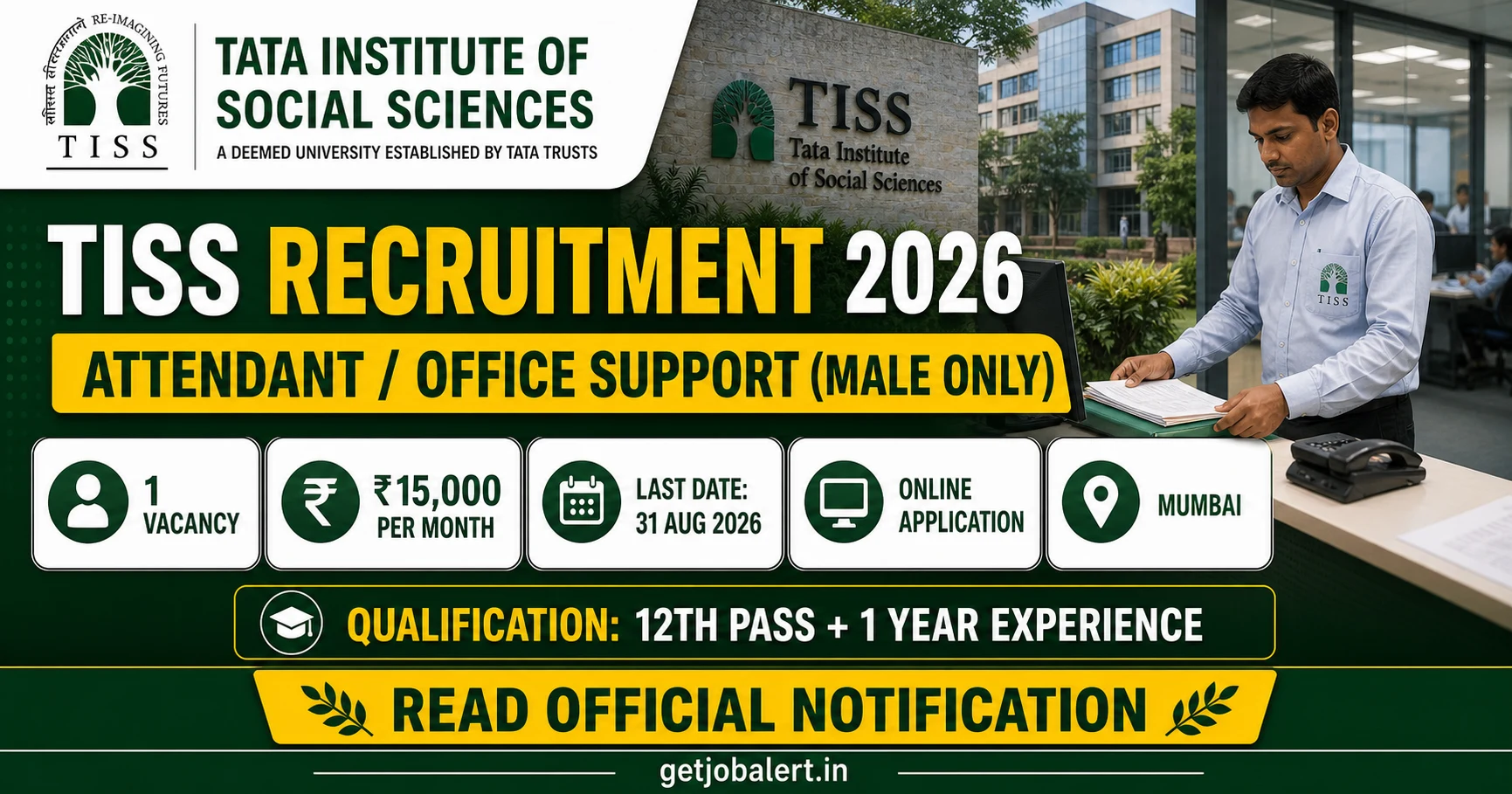 TISS Attendant or Office Support recruitment 2026 verified details cover