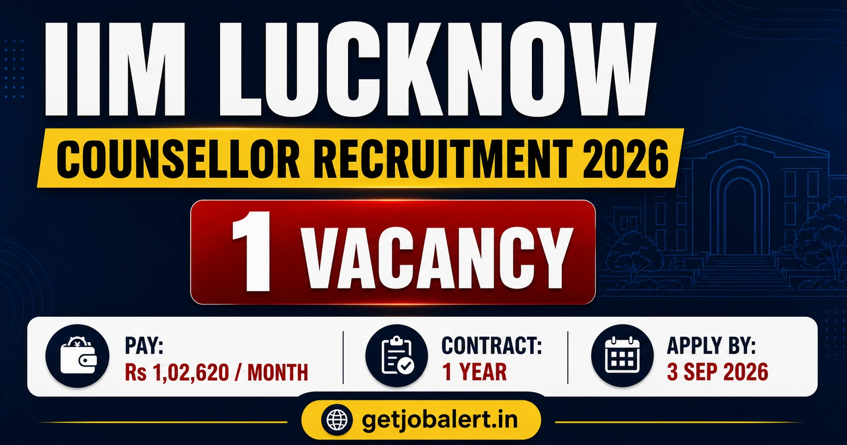 IIM Lucknow Counsellor Recruitment 2026 – 1 Vacancy