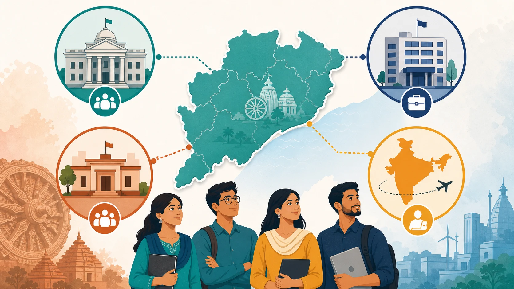 Visual map of Odisha state, Central, district and all-India job categories
