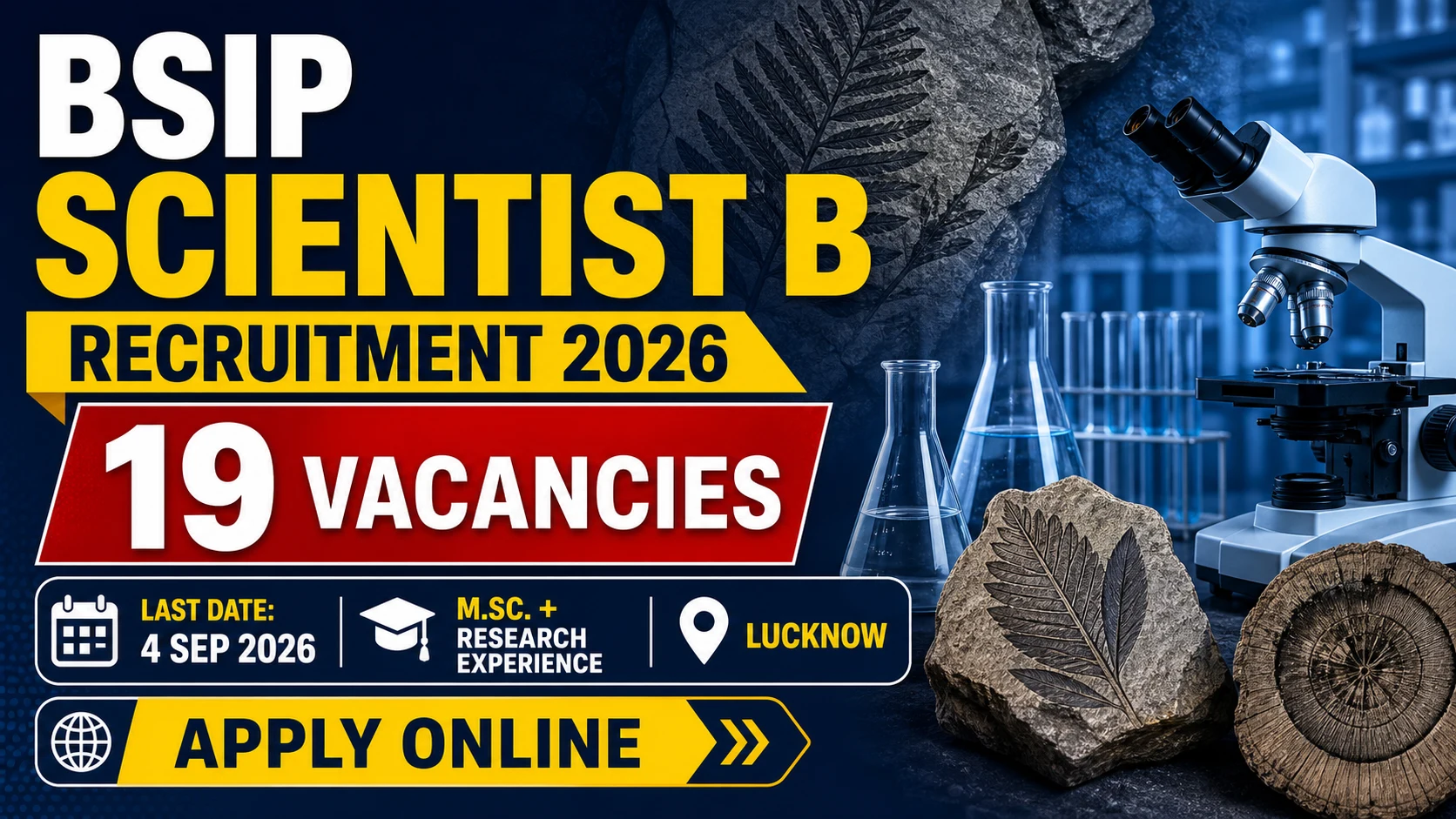 BSIP Scientist B Vacancy 2026 cover showing 19 posts and 4 September last date