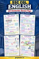 SSC CGL English Grammar cover showing four actual final ebook pages: subject-verb agreement, the 12-tense map, narration and non-finite verbs.