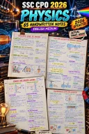 SSC CPO 2026 Physics English Medium handwritten notes cover.