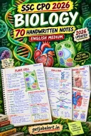 SSC CPO 2026 Biology English Medium handwritten notes cover.