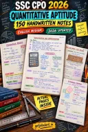 SSC CPO 2026 Quantitative Aptitude English Medium handwritten maths notes cover.