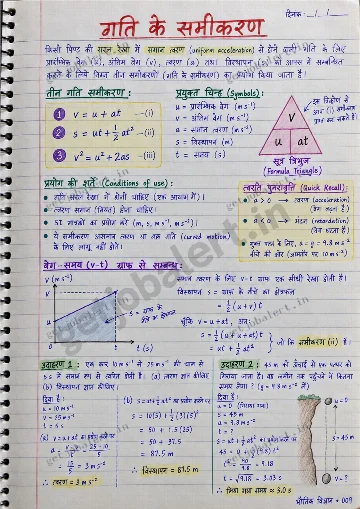 Real handwritten भौतिक विज्ञान revision notes sample page